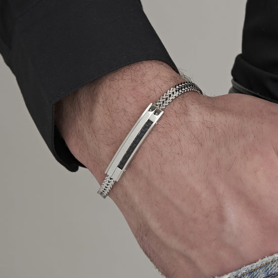 MANNSTAHL BRACELET MIT KARBONFASERPLATTE UND SCHWARZEM ELEMENT Luca Barra