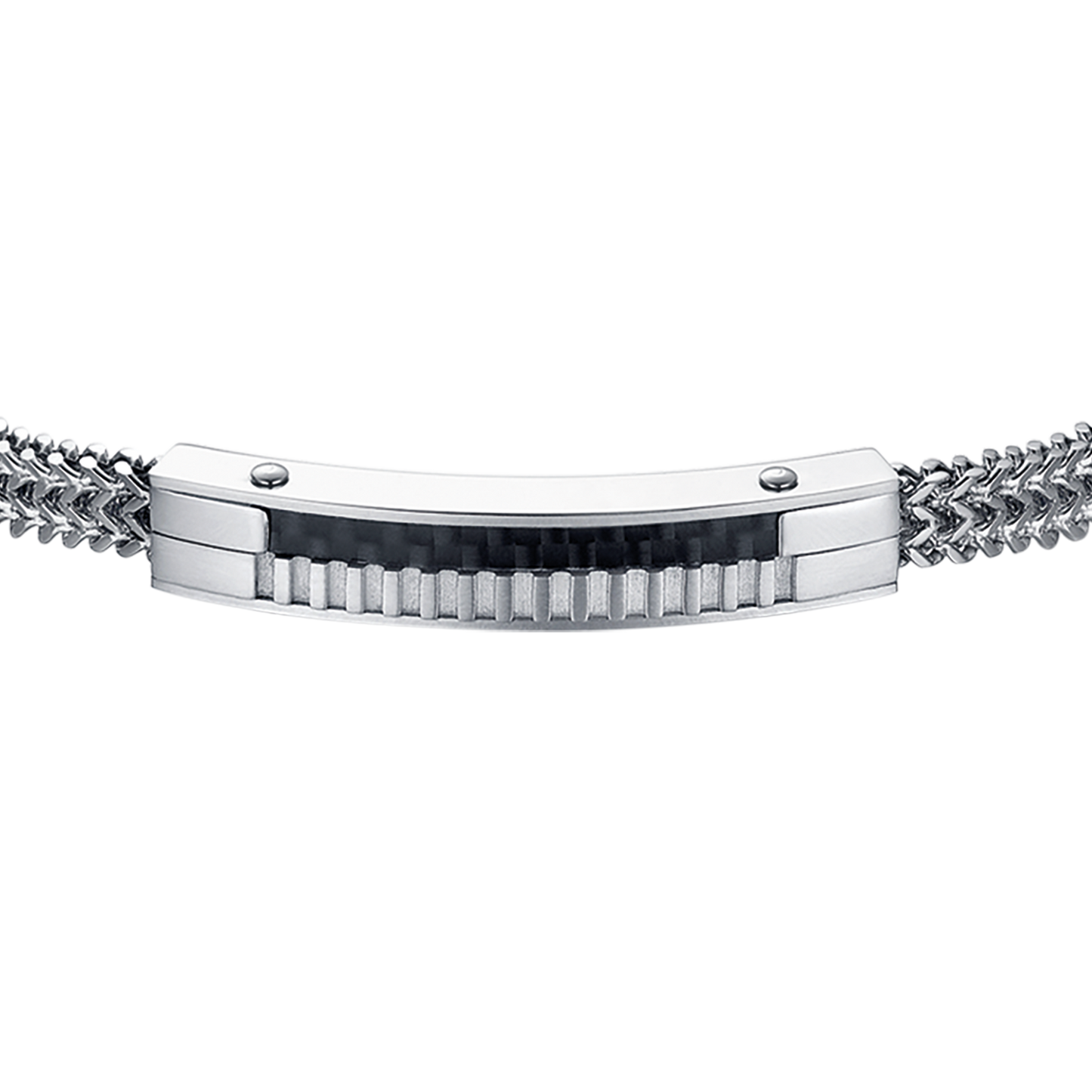 HERRENARMBAND AUS STAHL MIT KARBONFASERPLATTE