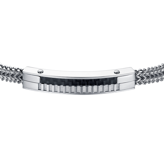 HERRENARMBAND AUS STAHL MIT KARBONFASERPLATTE