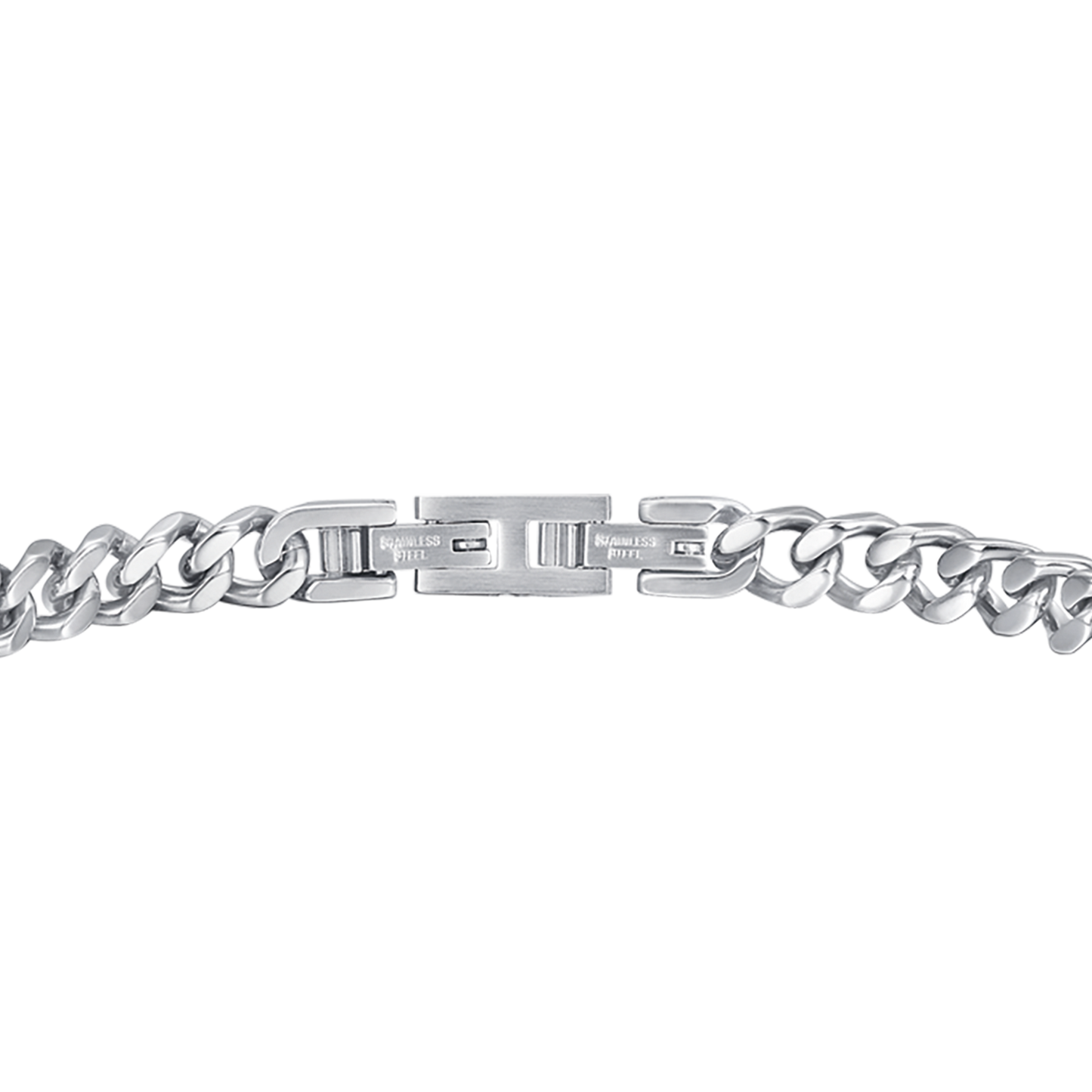 HERRENARMBAND AUS STAHL MIT PLATTE UND WEISSEN KRISTALLEN