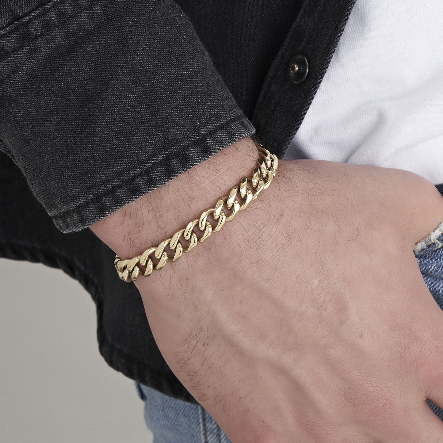 SILBERNES GLIEDERARMBAND AUS STAHL FÜR HERREN