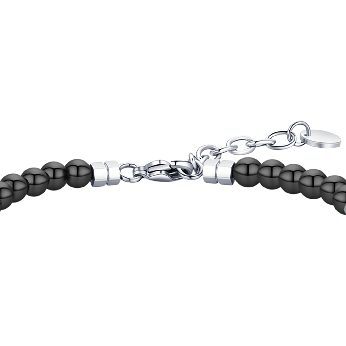 HERRENARMBAND AUS STAHL MIT SCHWARZEN STEINEN UND STAHLELEMENTEN
