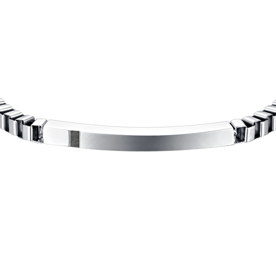 HERRENARMBAND AUS STAHL MIT SCHWARZER PLATTE UND KRISTALLEN