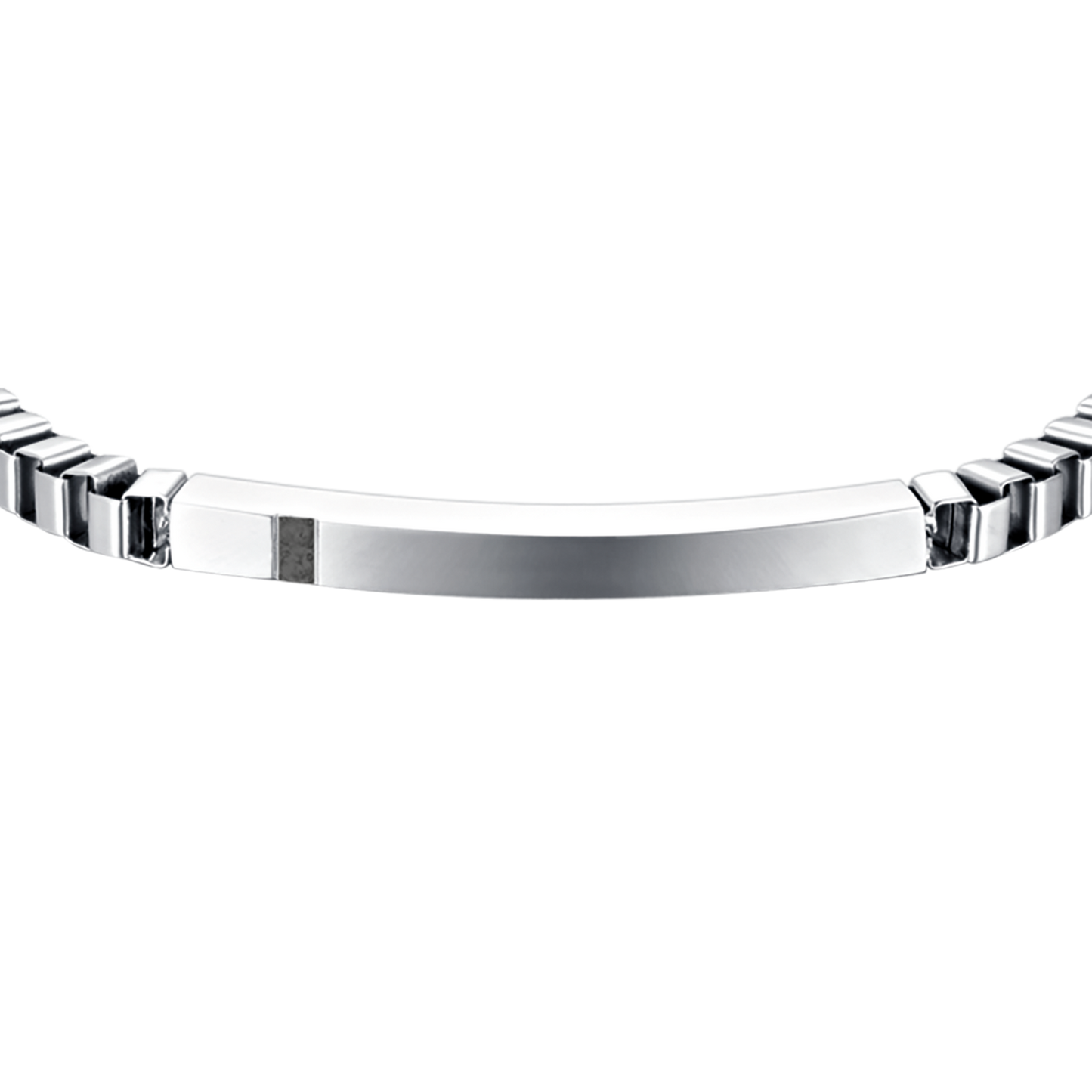 HERRENARMBAND AUS STAHL MIT SCHWARZER PLATTE UND KRISTALLEN