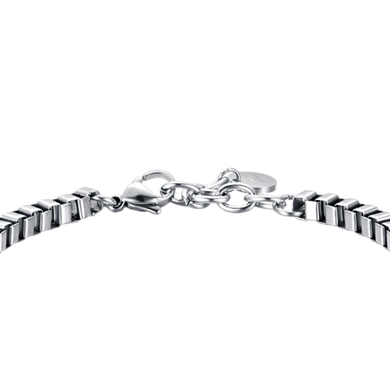 HERRENARMBAND AUS STAHL MIT SCHWARZER PLATTE UND KRISTALLEN
