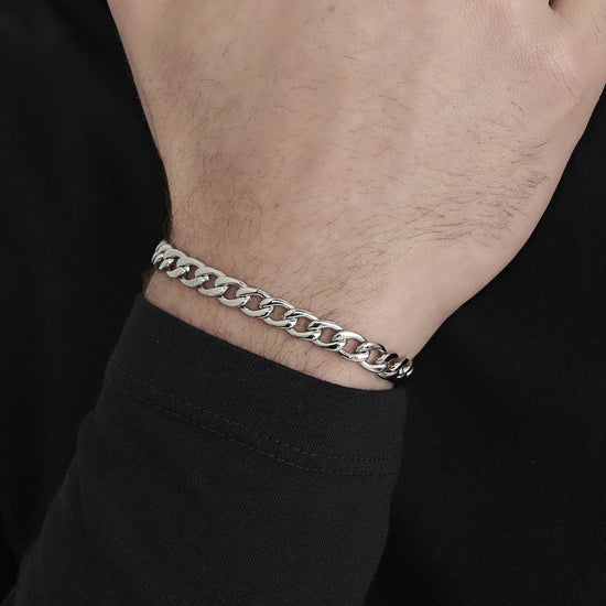 MANN SILVER MILLED STEEL BRACELET Luca Barra