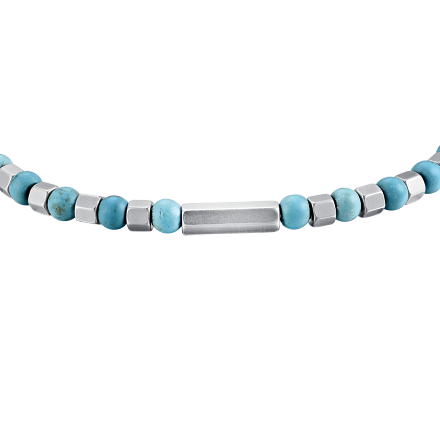 HERRENARMBAND AUS STAHL MIT TÜRKISFARBENEN STEINEN
