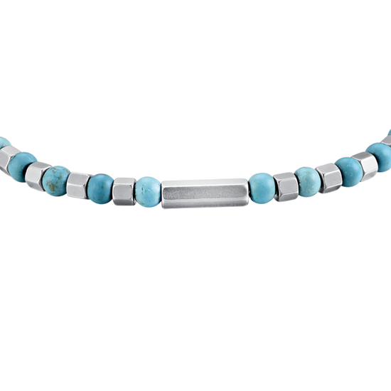 HERRENARMBAND AUS STAHL MIT TÜRKISFARBENEN STEINEN