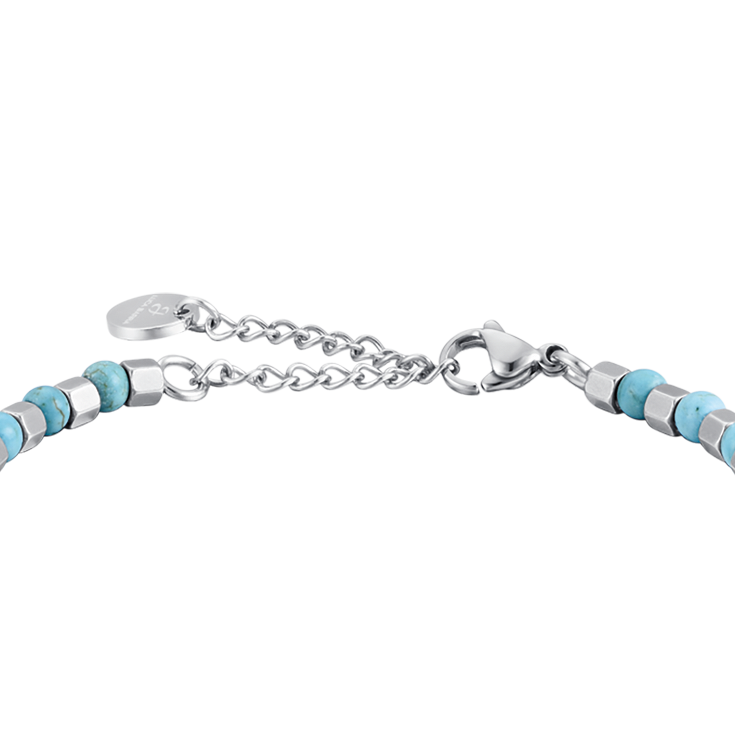 HERRENARMBAND AUS STAHL MIT TÜRKISFARBENEN STEINEN