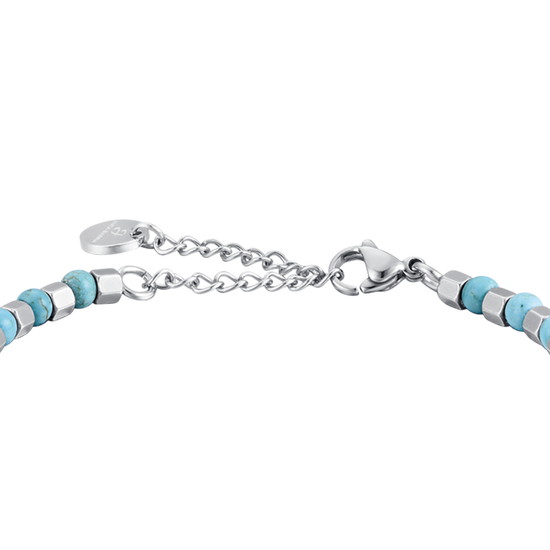 HERRENARMBAND AUS STAHL MIT TÜRKISFARBENEN STEINEN