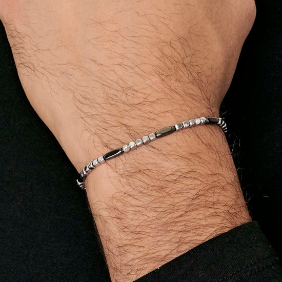 ARMBAND FÜR MÄNNER AUS STAHL MIT SILBEREMATIT UND GRAUEN ELEMENTEN Luca Barra