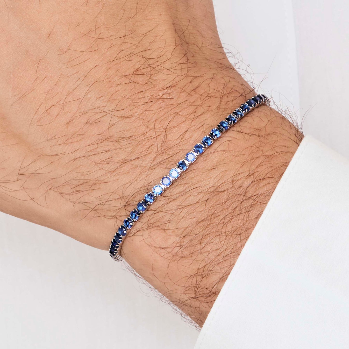 TENNISARMBAND FÜR MÄNNER AUS STAHL MIT BLAUEN KRISTALLEN Luca Barra