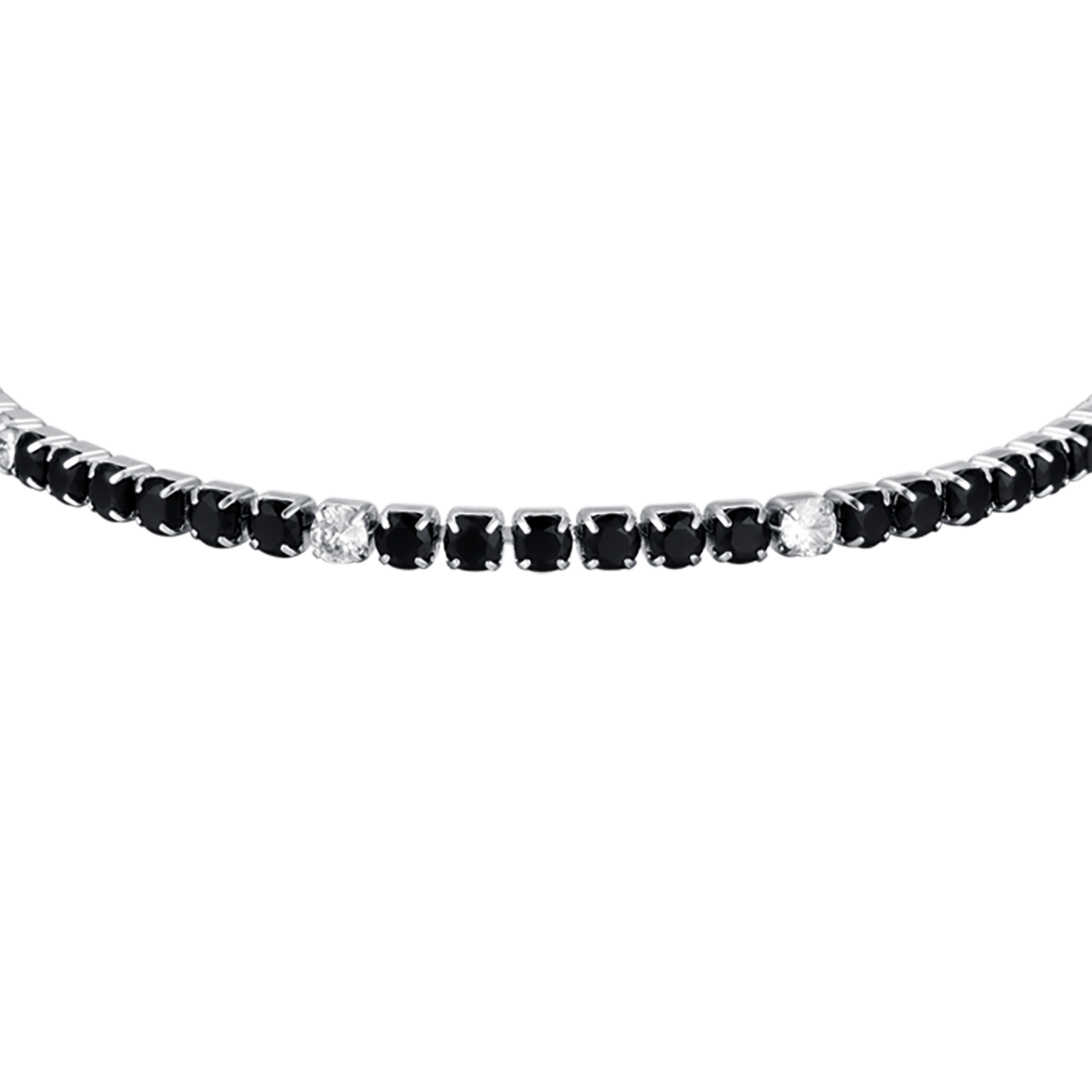 HERREN-TENNISARMBAND AUS STAHL MIT SCHWARZEN UND WEISSEN KRISTALLEN