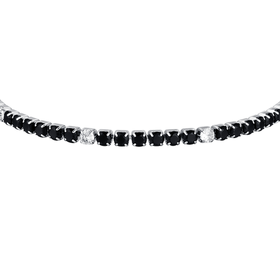 HERREN-TENNISARMBAND AUS STAHL MIT SCHWARZEN UND WEISSEN KRISTALLEN