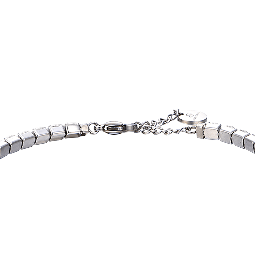 HERREN-TENNISARMBAND AUS STAHL MIT WEISSEN KRISTALLEN