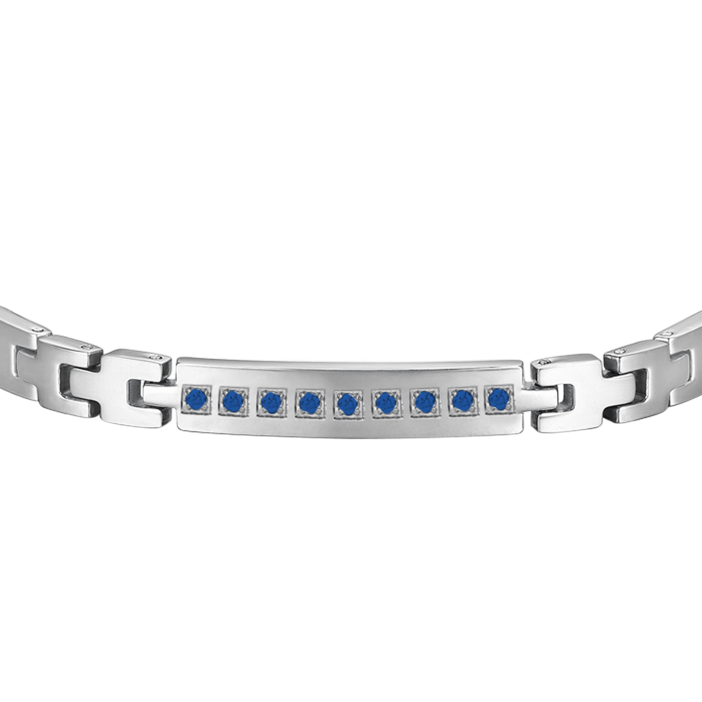 HERRENARMBAND AUS STAHL MIT BLAUEN KRISTALLEN