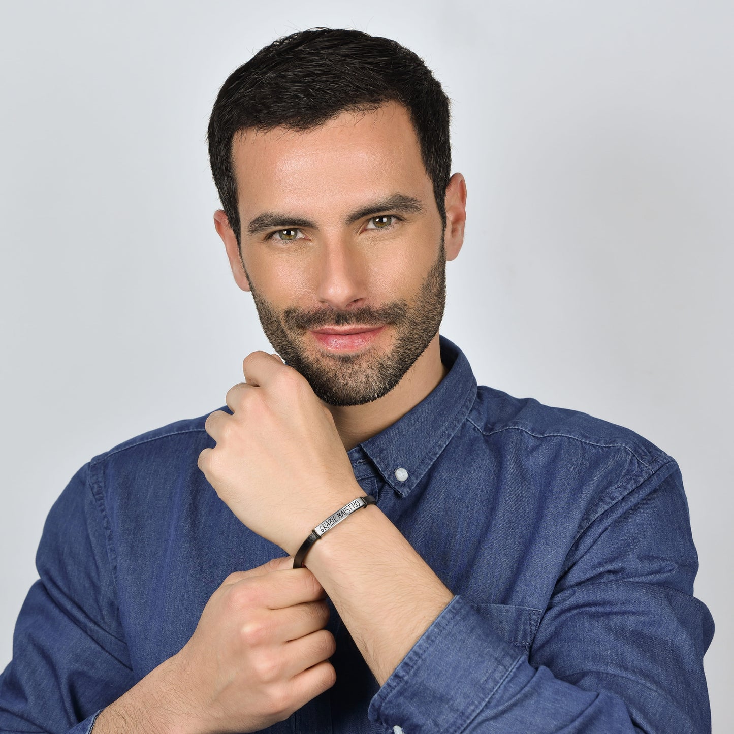 HERREN LEDER-DANKESCHÖN-ARMBAND MIT PLATTE