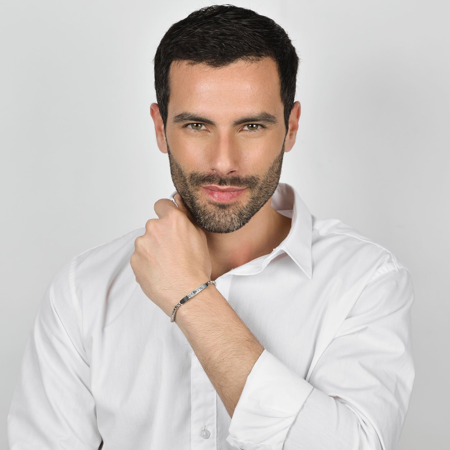 HERRENARMBAND AUS STAHL DANKE MAESTRO MIT PLATTE