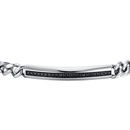 HERRENARMBAND AUS STAHL MIT SCHWARZEM KRISTALLELEMENT