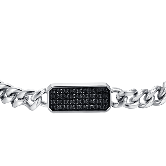 HERRENARMBAND AUS STAHL MIT SCHWARZEM KRISTALLELEMENT