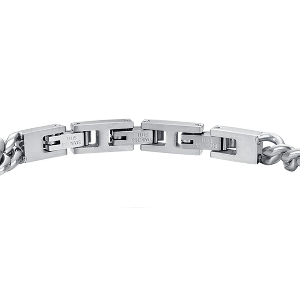 HERRENARMBAND AUS STAHL MIT SCHWARZEM KRISTALLELEMENT