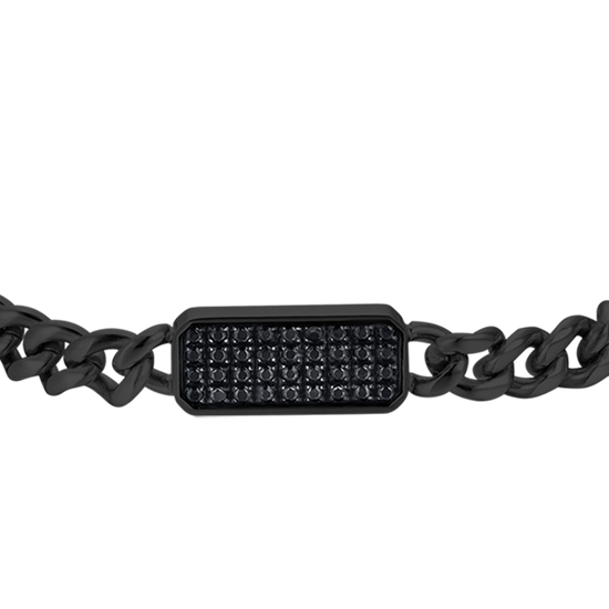 SCHWARZES IP-STAHL HERRENARMBAND MIT SCHWARZEM KRISTALLELEMENT