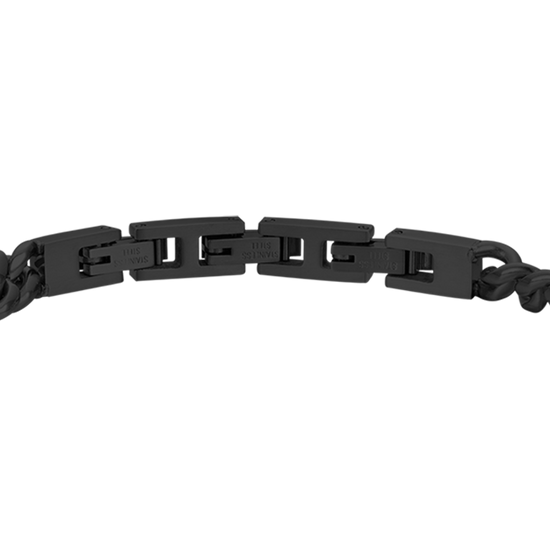 SCHWARZES IP-STAHL HERRENARMBAND MIT SCHWARZEM KRISTALLELEMENT