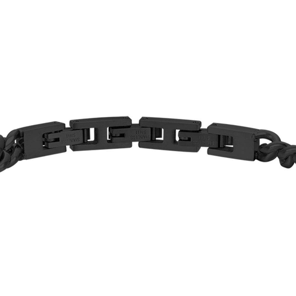 SCHWARZES IP-STAHL HERRENARMBAND MIT SCHWARZEM KRISTALLELEMENT