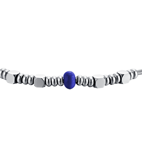 HERRENARMBAND AUS STAHL MIT BLAUEM STEIN