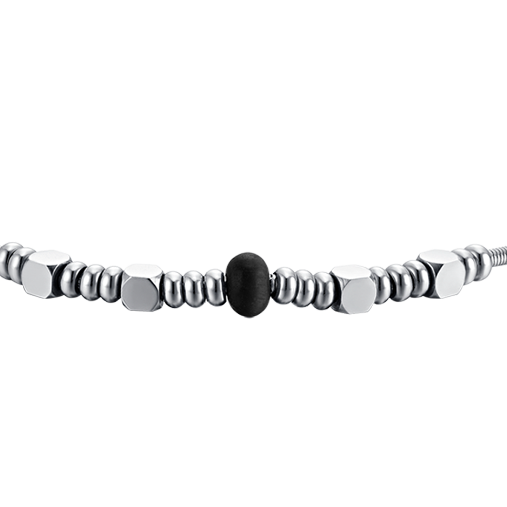 HERREN STAHLARMBAND MIT SCHWARZEM ACHAT