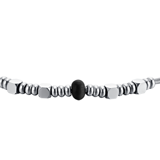 HERREN STAHLARMBAND MIT SCHWARZEM ACHAT