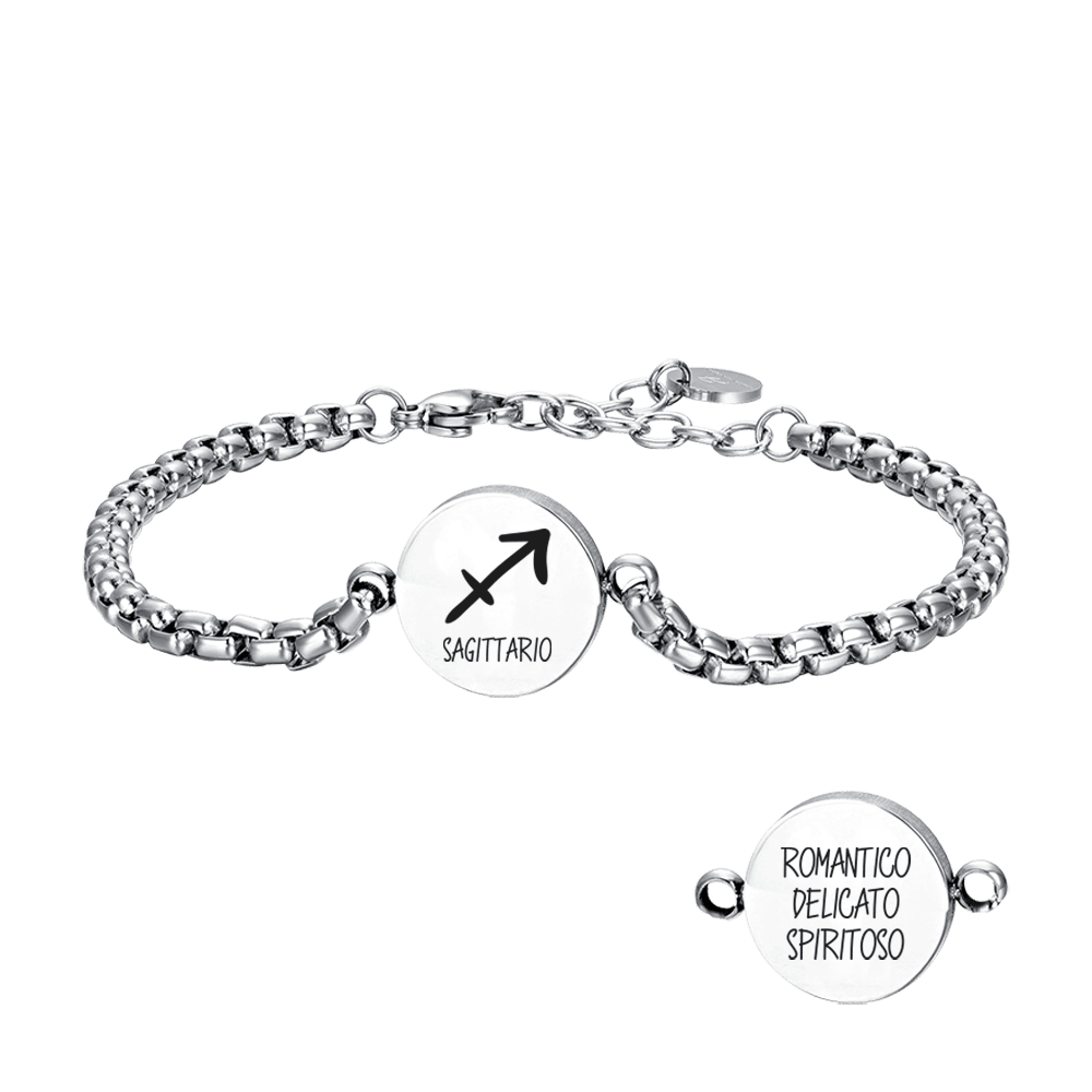 BRACCIALE UOMO IN ACCIAIO SEGNO ZODIACALE SAGITTARIO PIASTRA Luca Barra