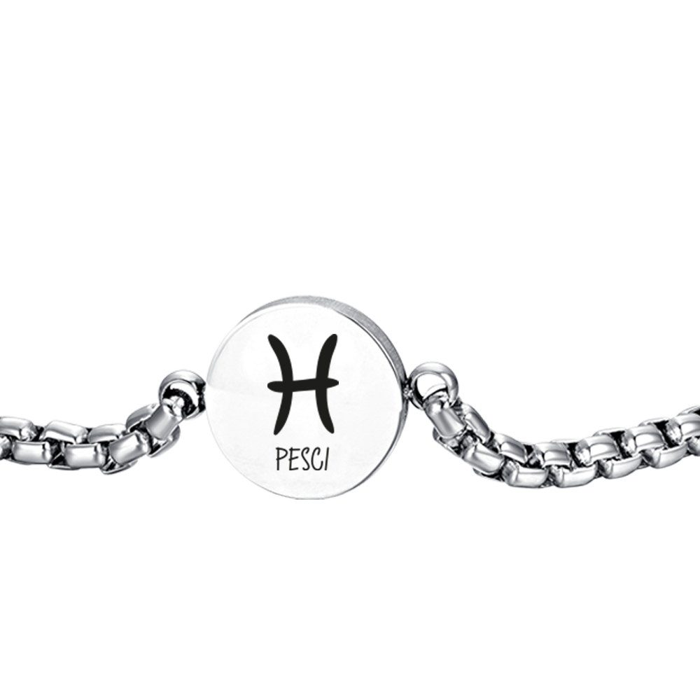STAHL HERRENARMBAND STERNZEICHEN FISCHE PLATTE