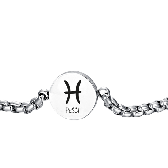 STAHL HERRENARMBAND STERNZEICHEN FISCHE PLATTE