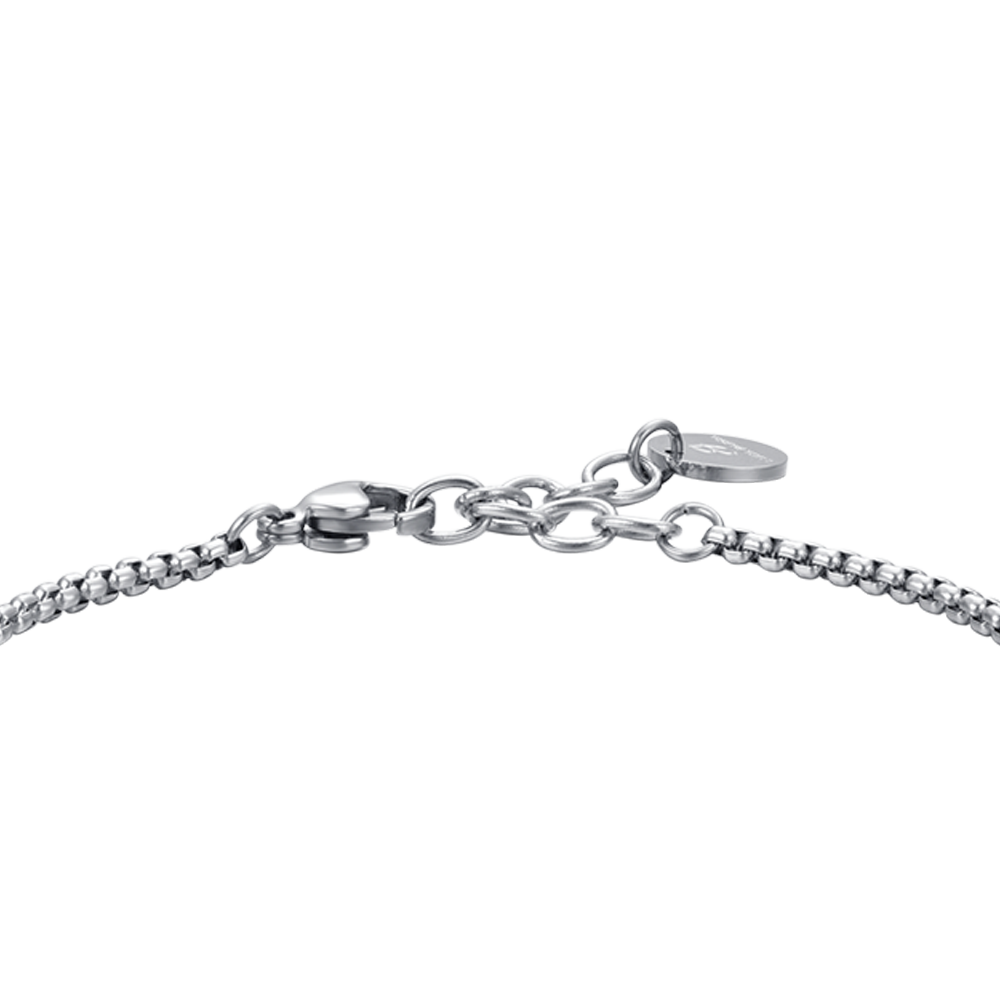 HERREN-ELEMENTARMBAND AUS STAHL MIT SILBERNEM ANKER UND SCHWARZER EMAILLE