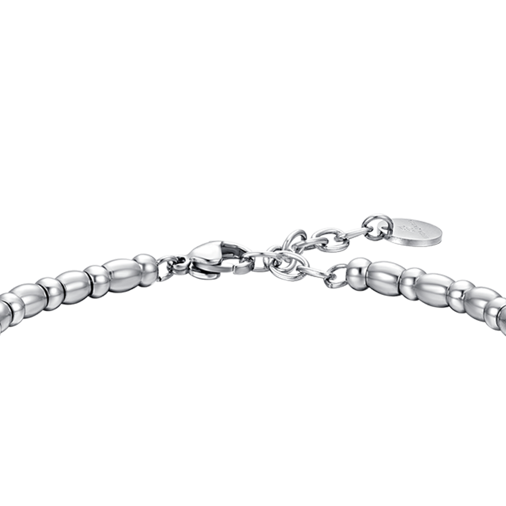 HERREN-ELEMENTARMBAND AUS STAHL MIT SILBERNEM ANKER UND SCHWARZER EMAILLE