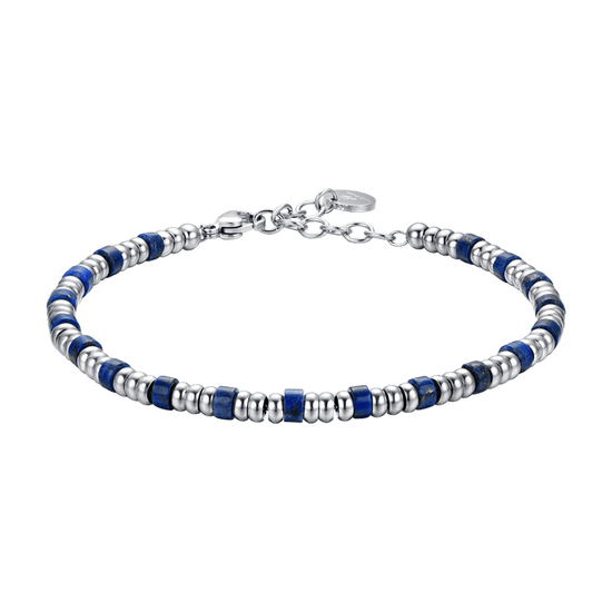 BRACCIALE UOMO IN ACCIAIO CON ELEMENTI SILVER E PIETRE BLU Luca Barra