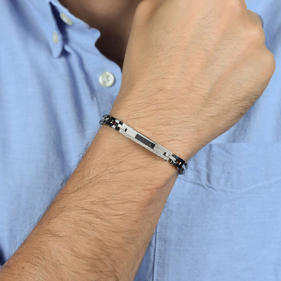 HERREN STAHLARMBAND MIT SCHWARZER KERAMIK