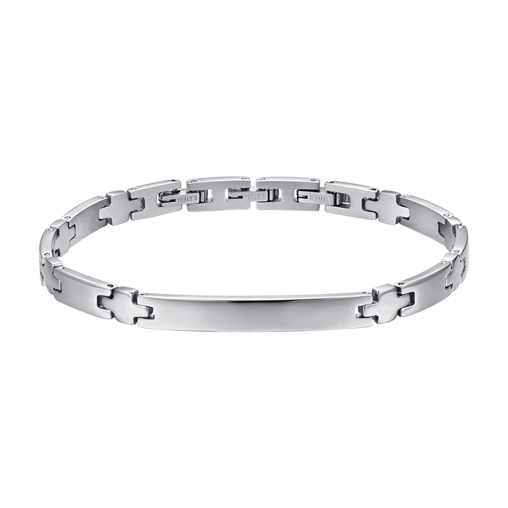 BRACCIALE UOMO IN ACCIAIO CON PIASTRA E CROCI SILVER Luca Barra