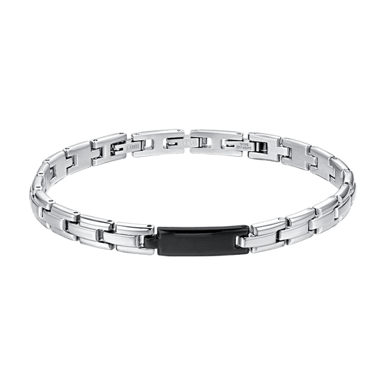 BRACCIALE UOMO IN ACCIAIO CON PIASTRA IP NERO Luca Barra