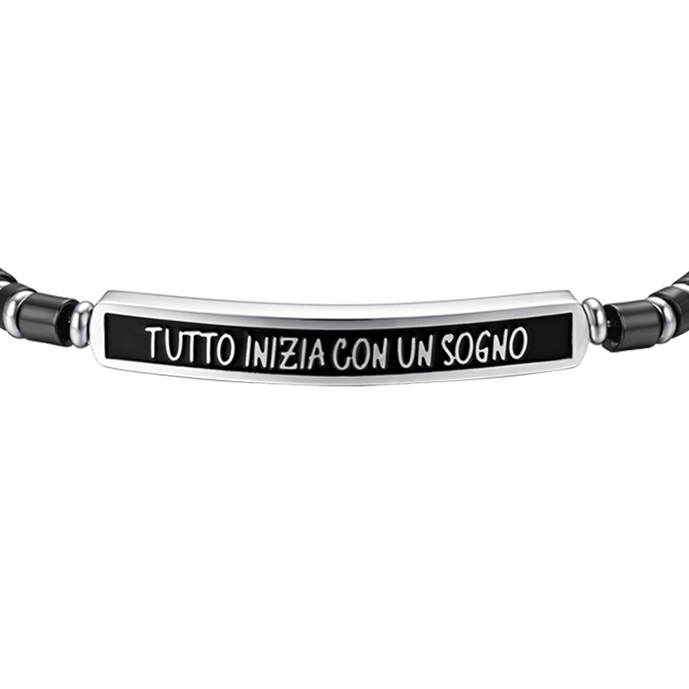 BRACCIALE UOMO IN ACCIAIO IP NERO TUTTO INIZIA CON UN SOGNO