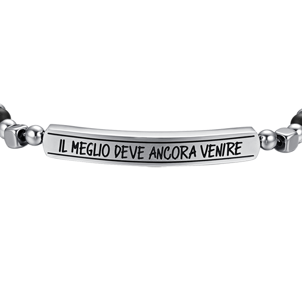 BRACCIALE UOMO IN ACCIAIO E PIETRE NERE IL MEGLIO DEVE ANCORA VENIRE