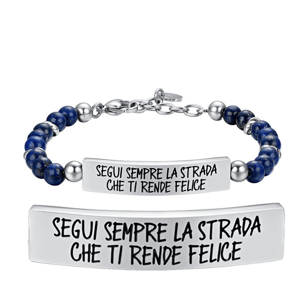 BRACCIALE UOMO IN ACCIAIO SEGUI SEMPRE LA STRADA CHE TI RENDE FELICE Luca Barra