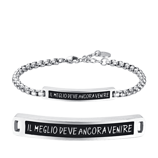 BRACCIALE UOMO IN ACCIAIO PIASTRA IL MEGLIO DEVE ANCORA VENIRE Luca Barra