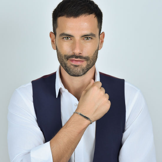 BRACCIALE UOMO IN ACCIAIO PIASTRA IP NERO NESSUN LIMITE AI TUOI SOGNI