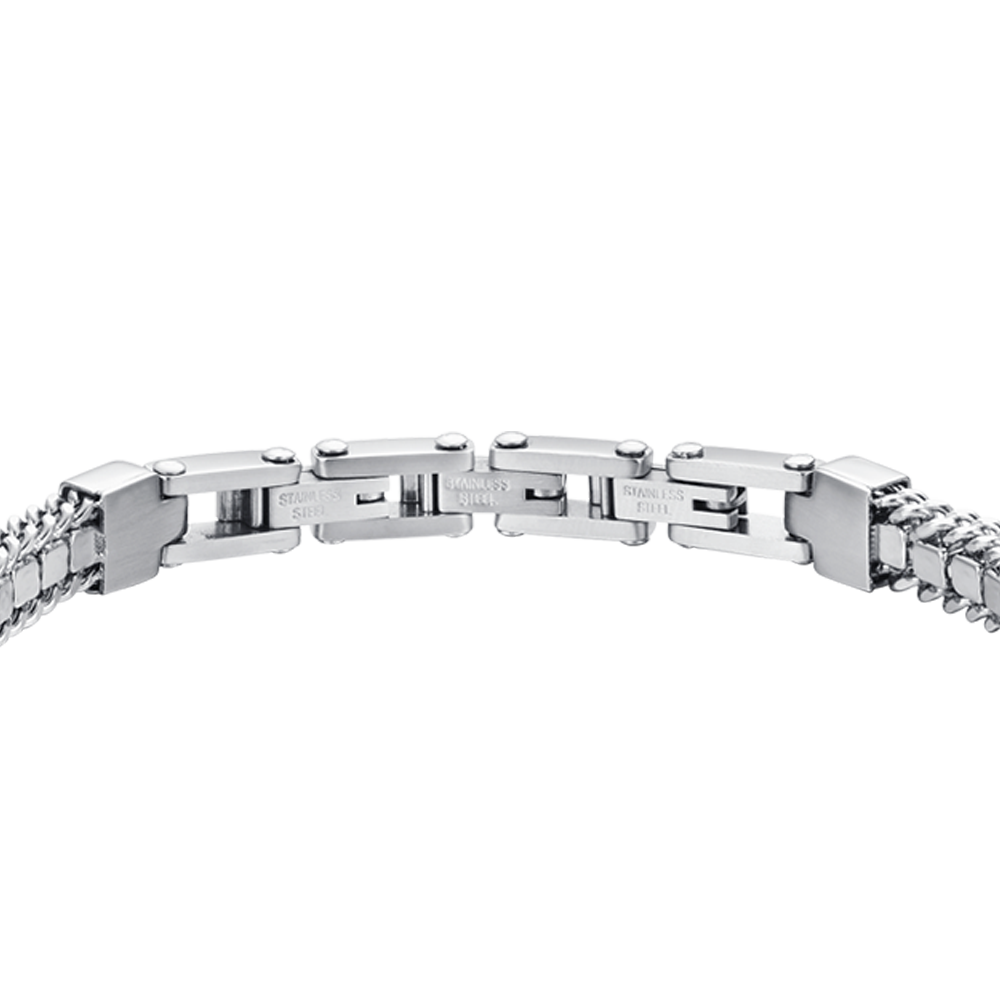 HERREN-TENNISARMBAND AUS STAHL MIT WEISSEN KRISTALLEN