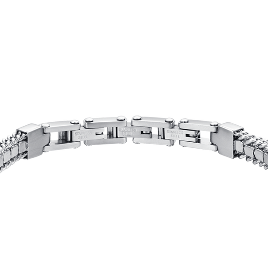 HERREN-TENNISARMBAND AUS STAHL MIT WEISSEN KRISTALLEN