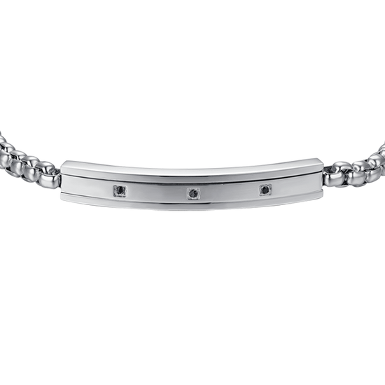 HERREN-ELEMENTARMBAND AUS STAHL MIT SCHWARZEN KRISTALLEN