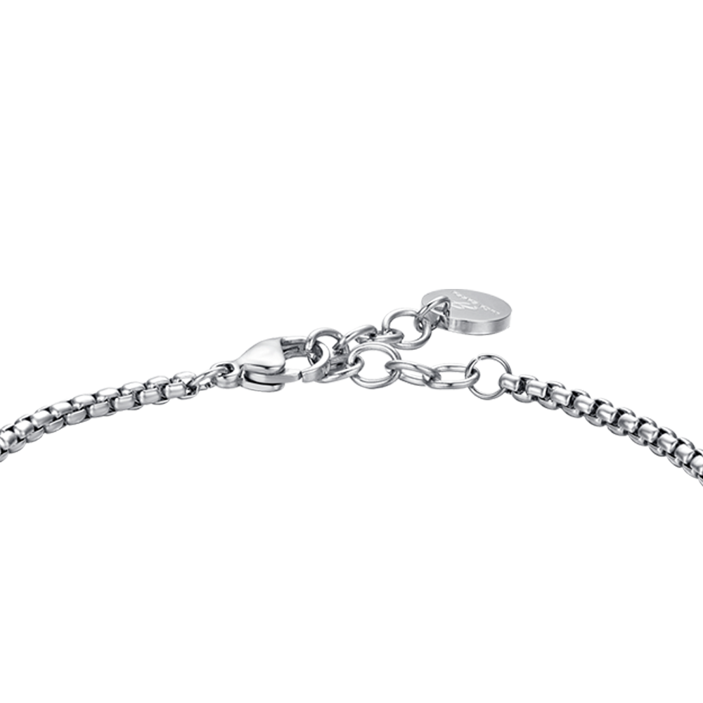 HERRENARMBAND AUS STAHL MIT BLAUEN UND SILBERNEN IP-ELEMENTEN