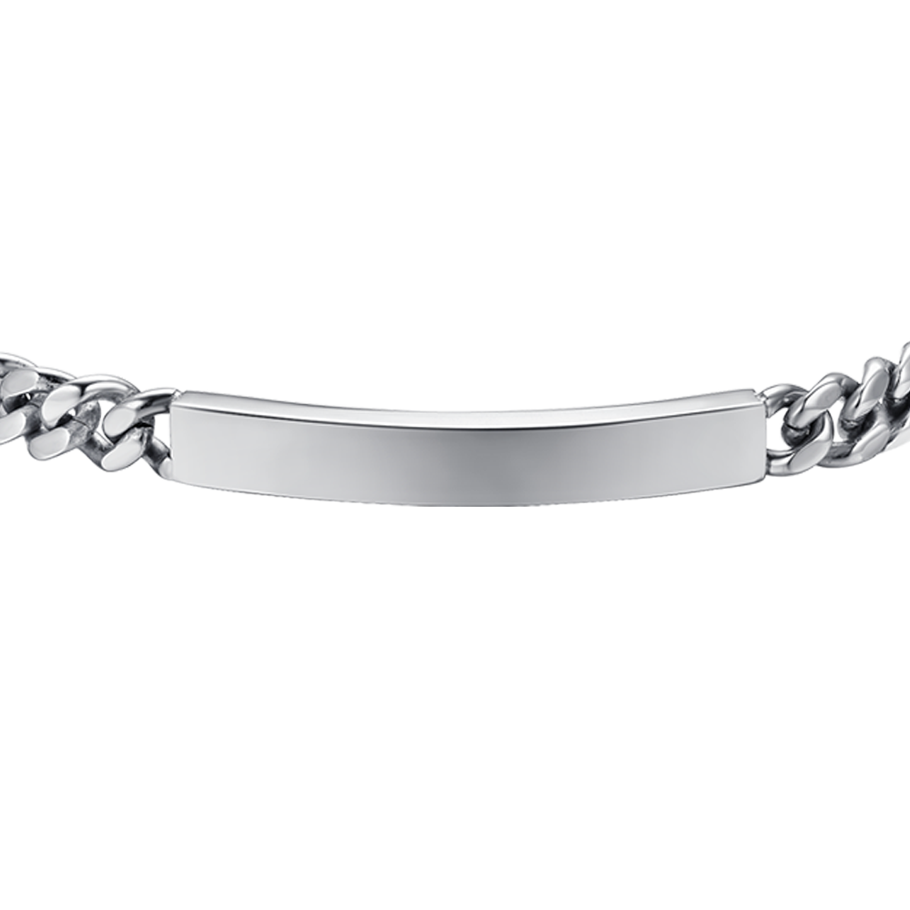 HERREN STAHLARMBAND MIT SILBERPLATTE